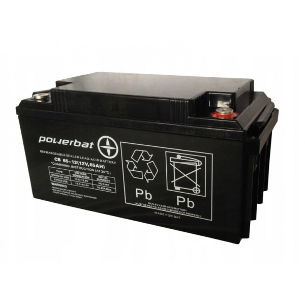 AKUMULATOR BEZOBSŁUGOWY AGM 12V 65Ah POWERBAT