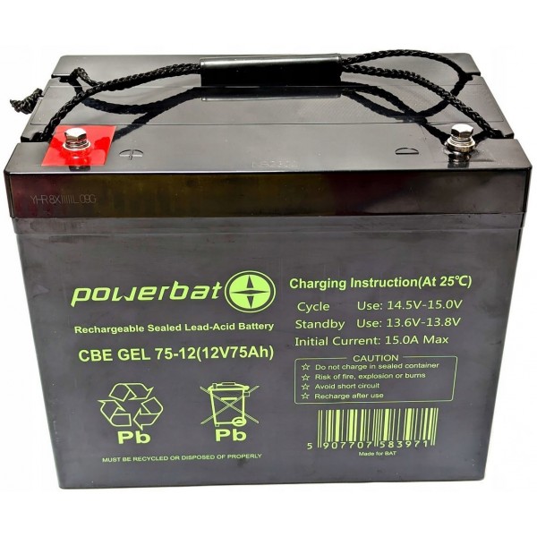 Akumulator żelowy 12V 75Ah POWERBAT CBE GEL 75-12