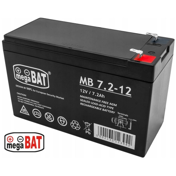 Akumulator AGM VRLA 12V 7.2Ah megaBAT