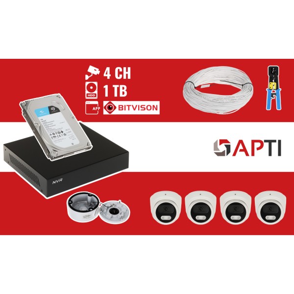 Zestaw Do Monitoringu Apti-Nvr09-4Ipct 4 Kamery + Rejestrator Zestaw Do Monitoringu Apti-Nvr09-4Ipct 4 Kamery + Rejestrator