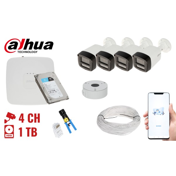 Zestaw Do Monitoringu Dahua-Nvr04-4Ipcb 4 Kamery + Rejestrator Dahua Zestaw Do Monitoringu Dahua-Nvr04-4Ipcb 4 Kamery + Rejestrator Dahua