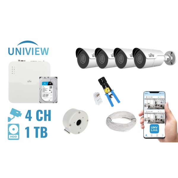 Zestaw Do Monitoringu Unv-Nvr04-4Ipcb 4 Kamery + Rejestrator Uniview Zestaw Do Monitoringu Unv-Nvr04-4Ipcb 4 Kamery + Rejestrator Uniview