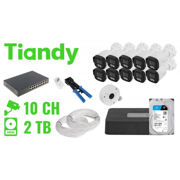 Zestaw Do Monitoringu Tiandy-Nvr10-10Ipcb 10 Kamer + Rejestrator Tiandy Zestaw Do Monitoringu Tiandy-Nvr10-10Ipcb 10 Kamer + Rejestrator Tiandy