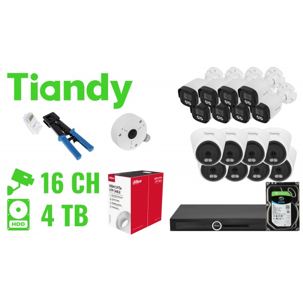Zestaw Do Monitoringu Tiandy-Nvr20-16Ipcbt 16 Kamer + Rejestrator Tiandy Zestaw Do Monitoringu Tiandy-Nvr20-16Ipcbt 16 Kamer + Rejestrator Tiandy
