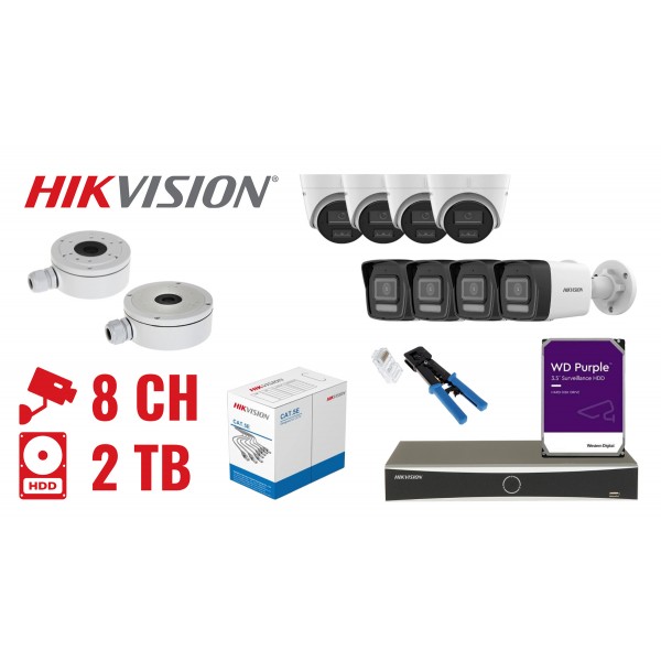 Zestaw Do Monitoringu Hik-Nvr08-8Ipcbt 8 Kamer + Rejestrator Hikvision