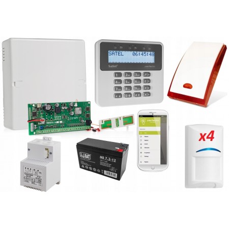 Zestaw SATEL PERFECTA16+KLAW PRF-LCD OBUD TRANS ANTEN SYGN 4xCzujka PIR PET