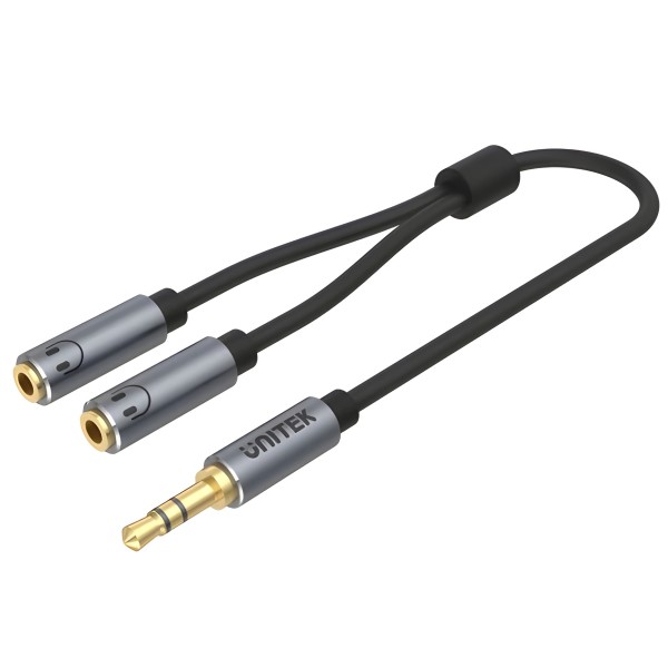 Rozgałęźnik Audio Y-C956Abk Jack Trs 3.5 Mm Wtyk / 2 X Jack Trs 3.5 Mm Gniazdo 0.2 M Unitek